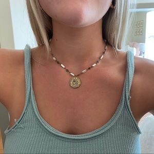 White beaded coin necklace